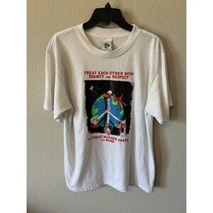 Vintage 1990s Graphic Earth Day Tshirt E Wear Size Large Single Stitch